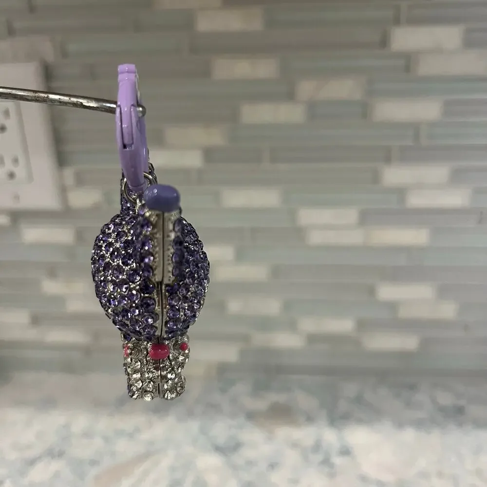 Kuromi Sanrio Licensed Rhinestone 3D Keychain Clip-On Bag Charm Purple Bling
